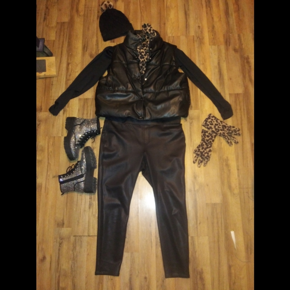 No Boundaries Faux Leather Puffer Vest